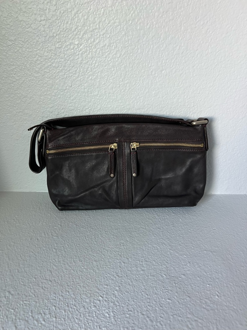Banana Republic Dark Purple Lamb Leather Shoulder Bag